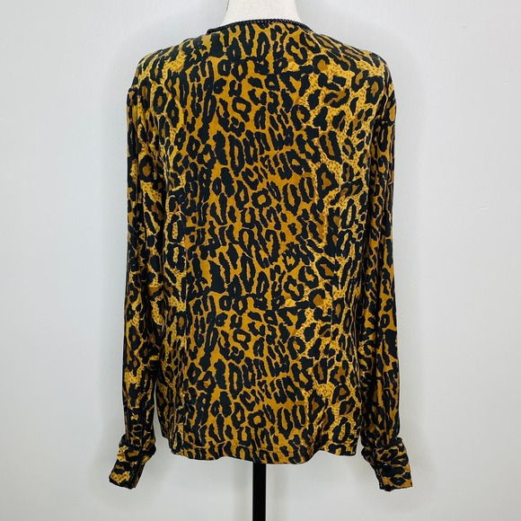 Vintage Anna and Frank Silk Animal Print Button Down Womens Large Career Casual - Picture 4 of 9